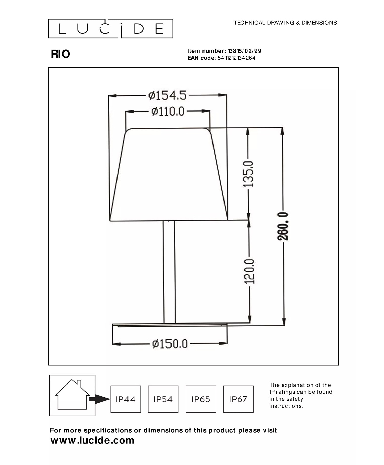 Lucide Rio Bordlampe